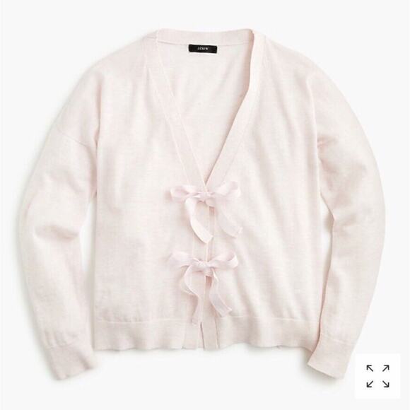 NWT J. Crew Bow-Front Cardigan Sweater in Light Baby Pink Merino Wool J0189 XS - Picture 13 of 13